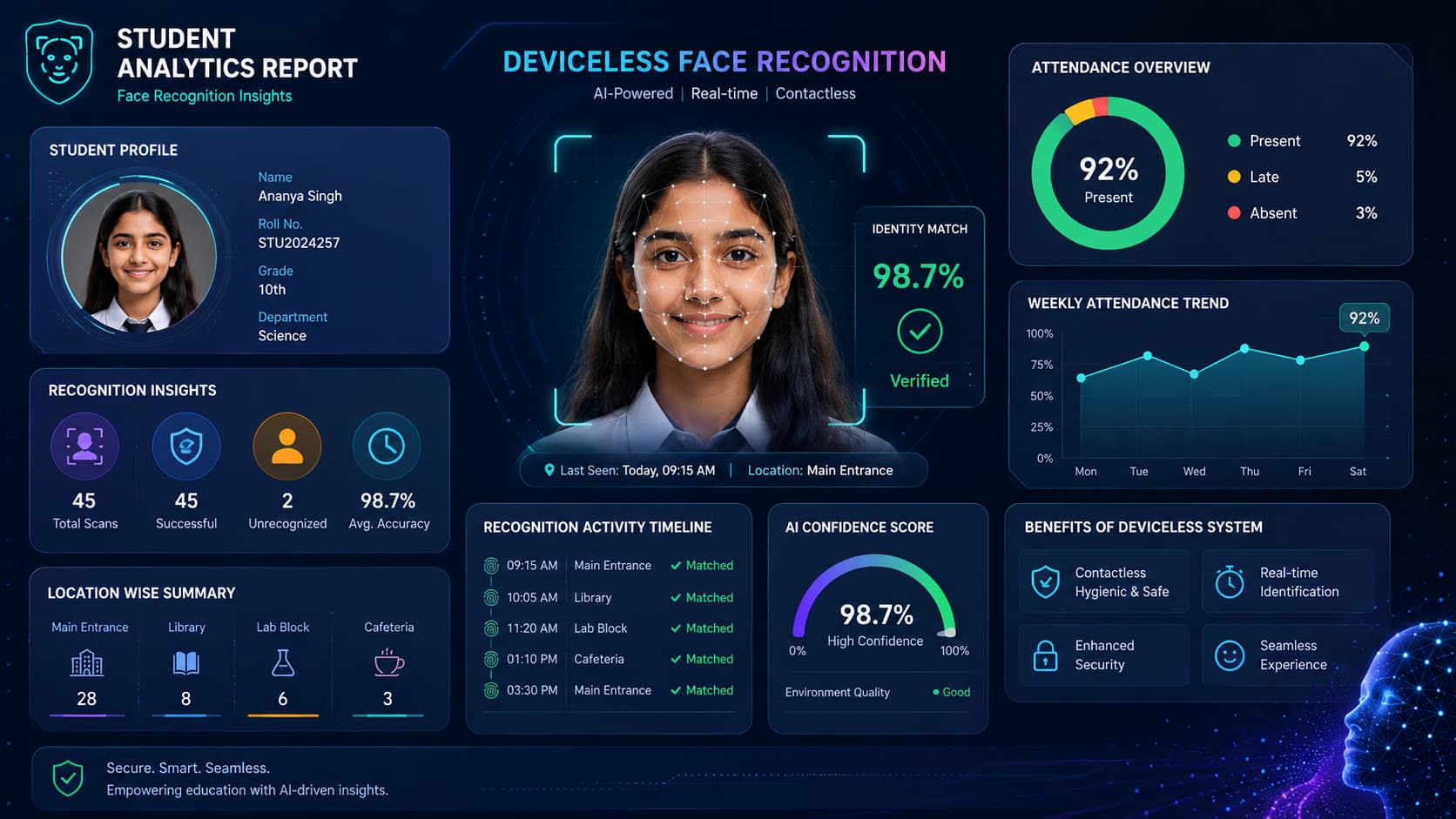 Deviceless face recognition attendance with GPS anti-spoofing for schools