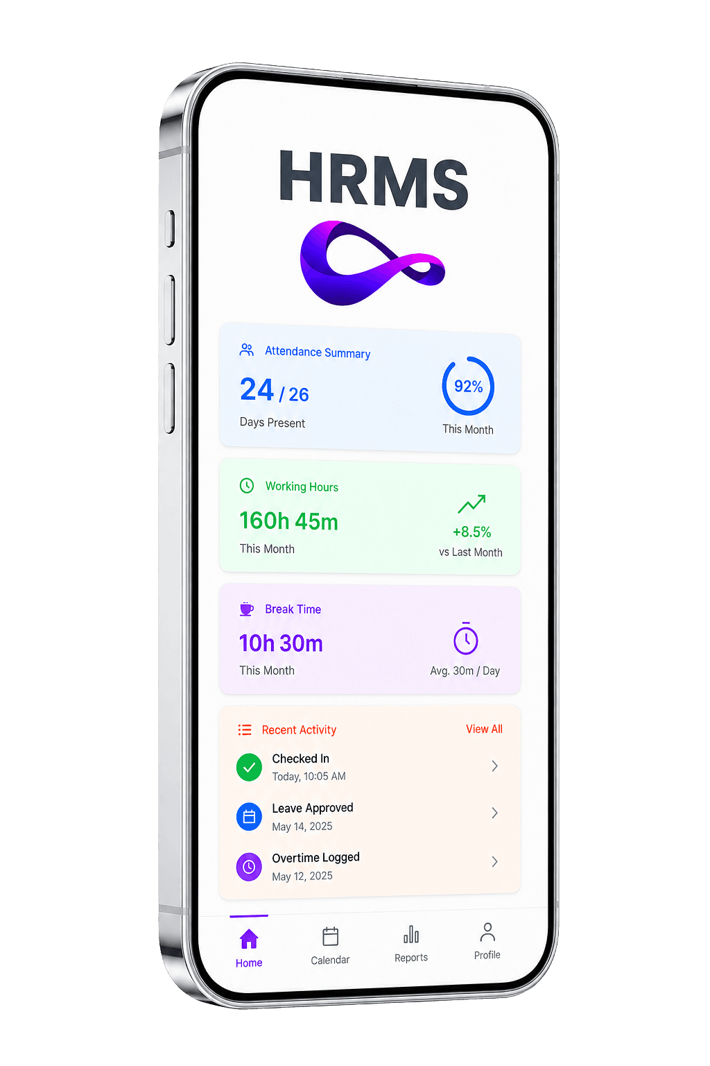 HRMS App screen 1