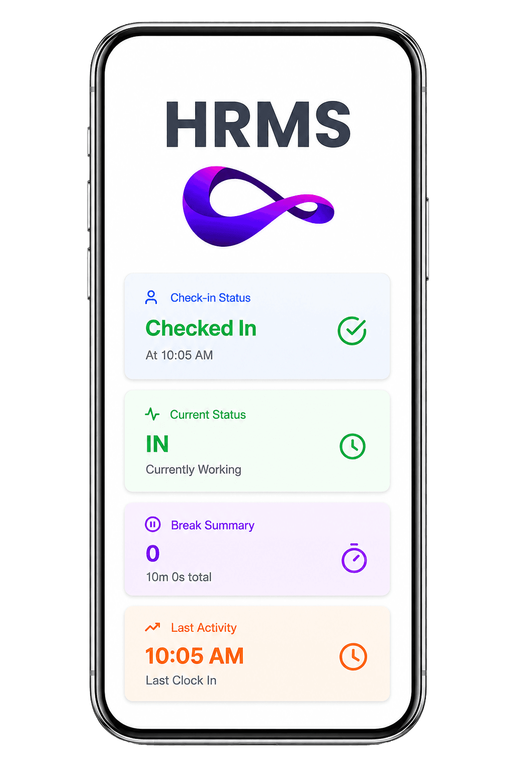 HRMS App screen 1 back screen