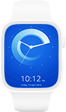 Smartwatch mockup showing a clock face