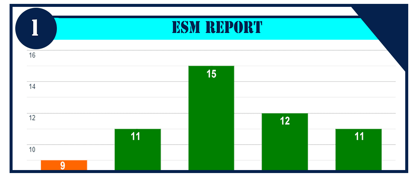 ESM report bar chart from the student analytics report