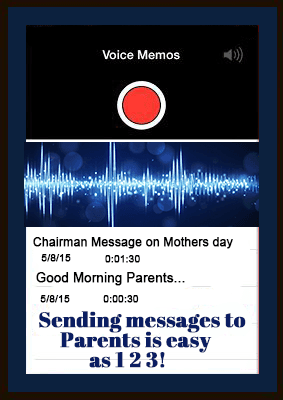Voice memo recorder with recorded messages for parents