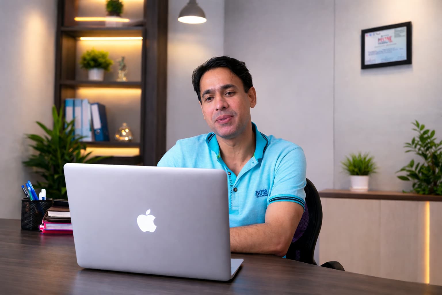 Professional working on a laptop Professional working on a laptop in a modern office