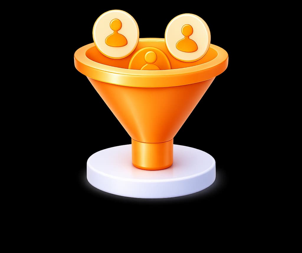 3D marketing funnel representing admission lead management
