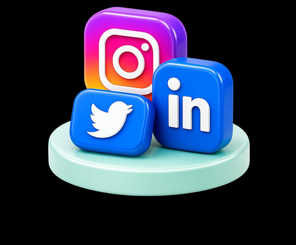 3D social media icons representing social media tracking