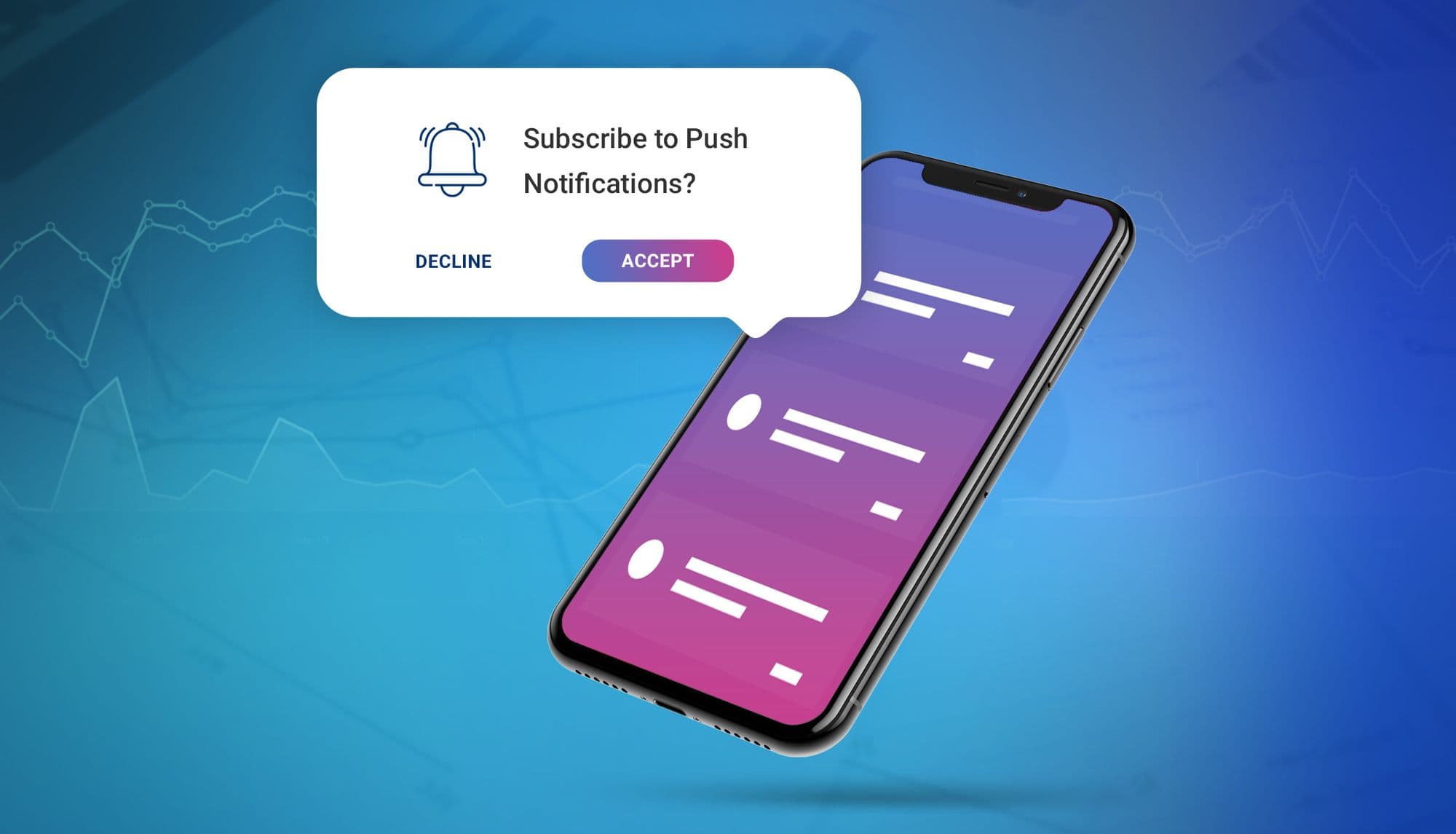Smartphone with a prompt to subscribe to push notifications