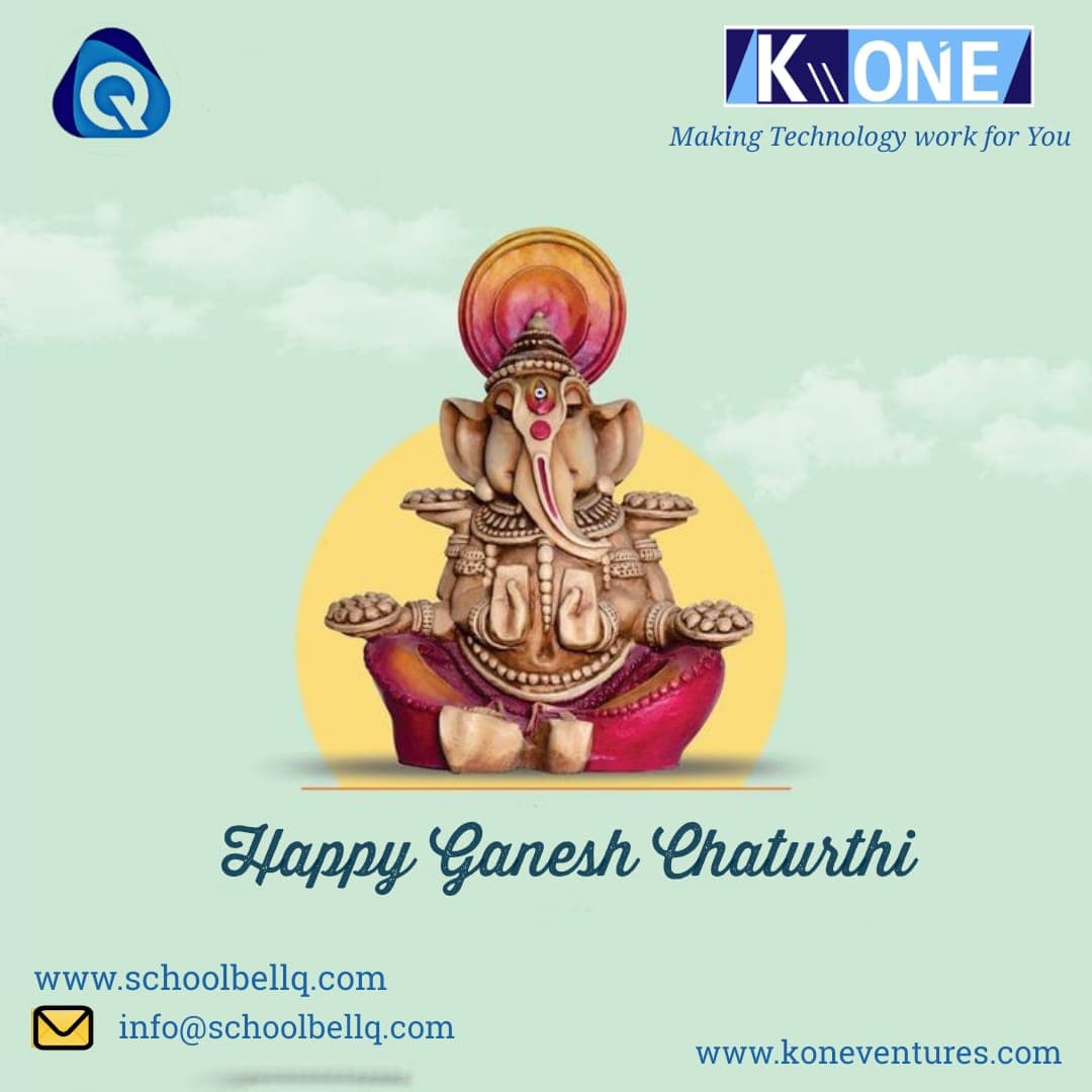 Happy Ganesh Chaturthi greeting poster with a seated Ganesha idol, Aug 2022